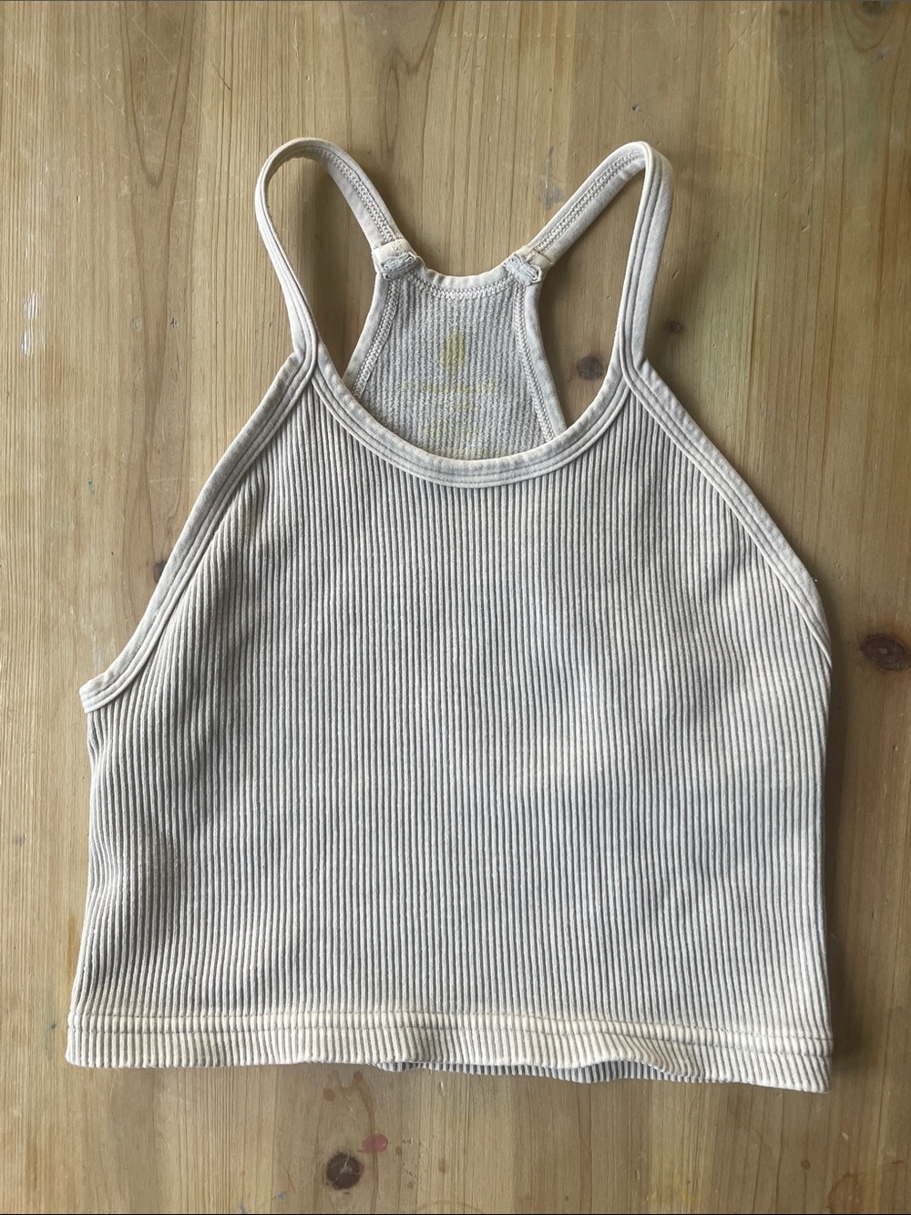 Free People Ribbed Cream Tank Top - Simple Racerback Style - Picture 7 of 8